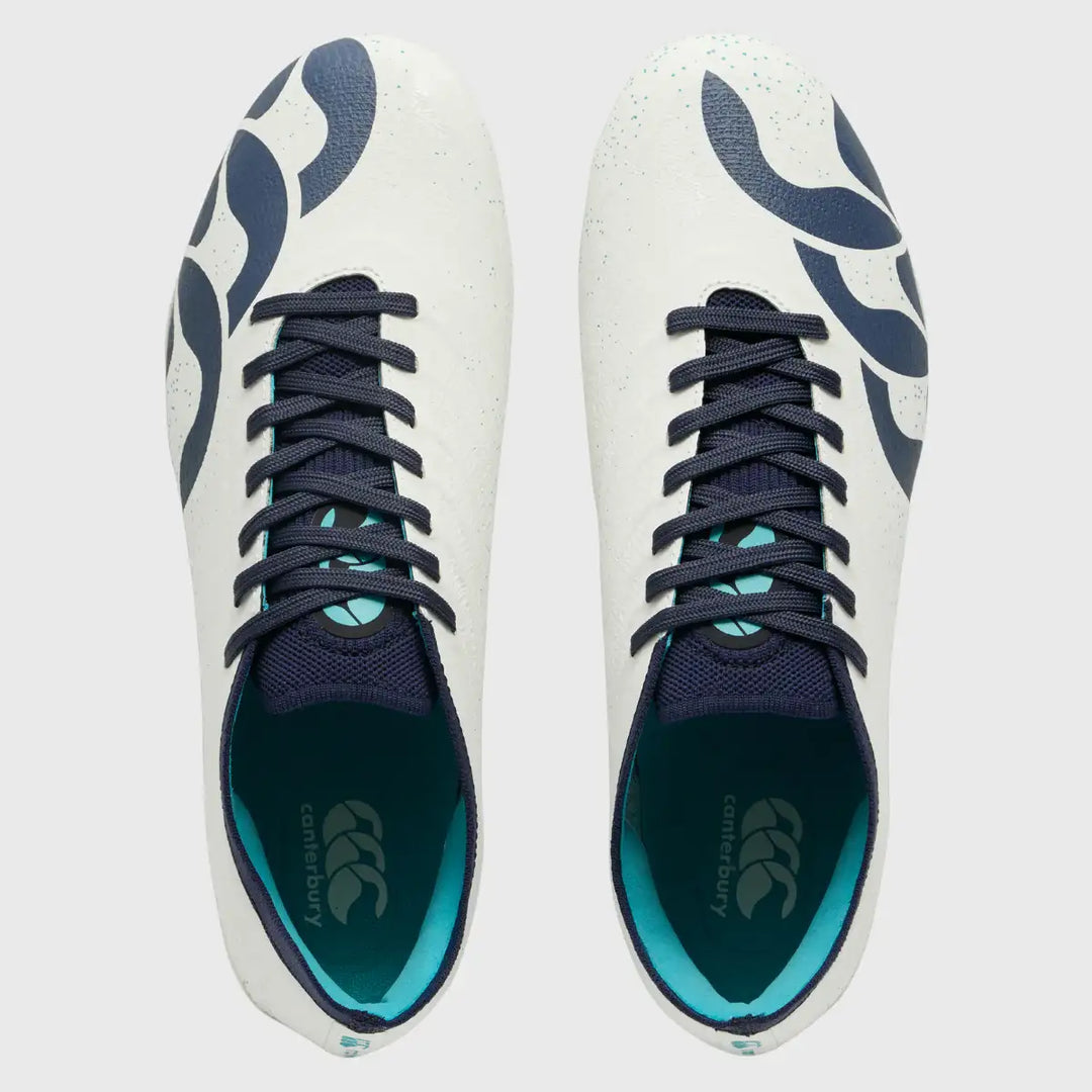 Canterbury Stampede Groundbreak Elite SG Rugby Boots Blanc de Blanc White - Rugbystuff.com
