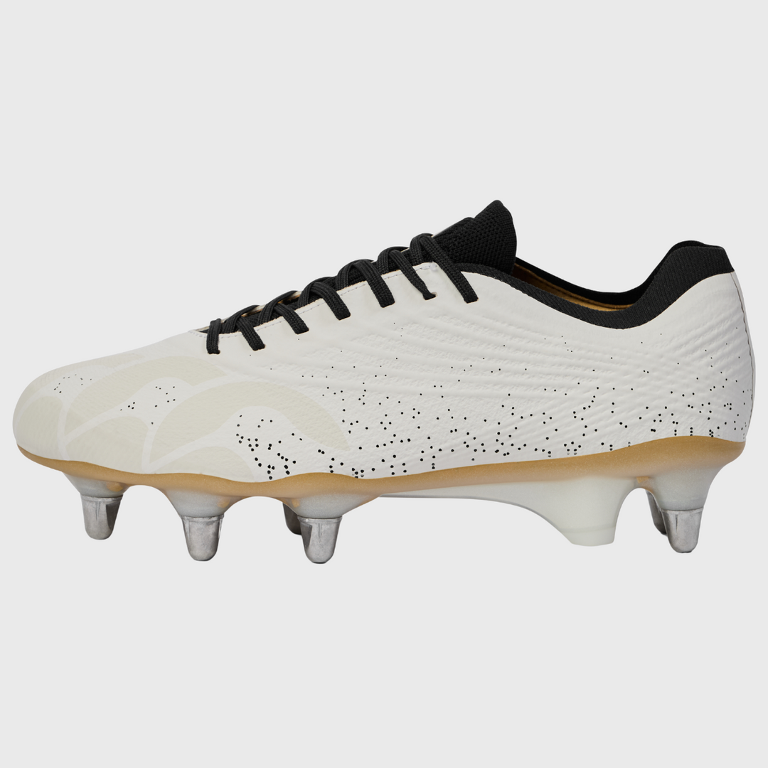 Canterbury Stampede Groundbreak Elite SG Rugby Boots White/Gold - Rugbystuff.com