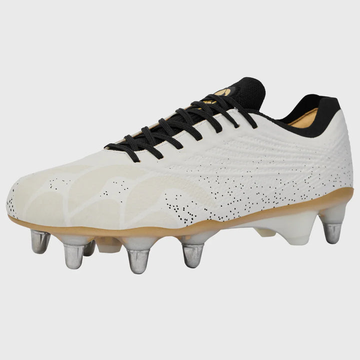 Canterbury Stampede Groundbreak Elite SG Rugby Boots White/Gold - Rugbystuff.com