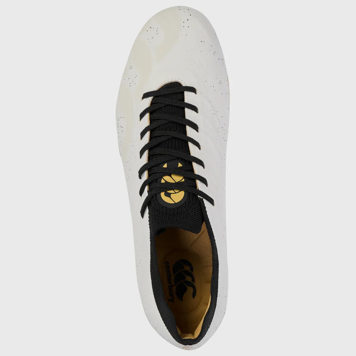 Canterbury Stampede Groundbreak Elite SG Rugby Boots White/Gold - Rugbystuff.com