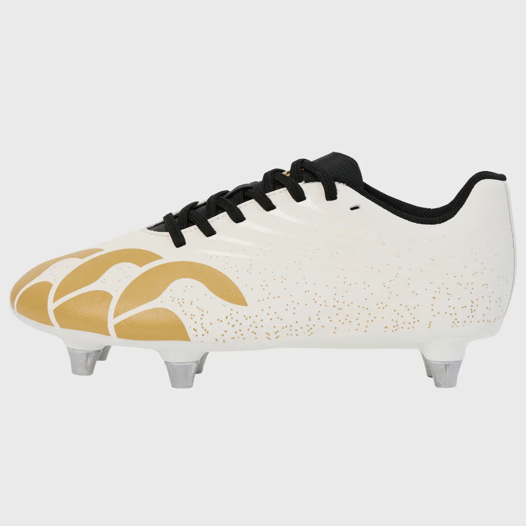 Canterbury Stampede Groundbreak Team SG Junior Rugby Boots White/Gold - Rugbystuff.com