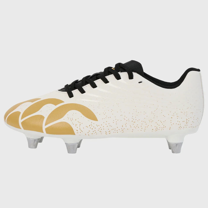 Canterbury Stampede Groundbreak Team SG Junior Rugby Boots White/Gold - Rugbystuff.com