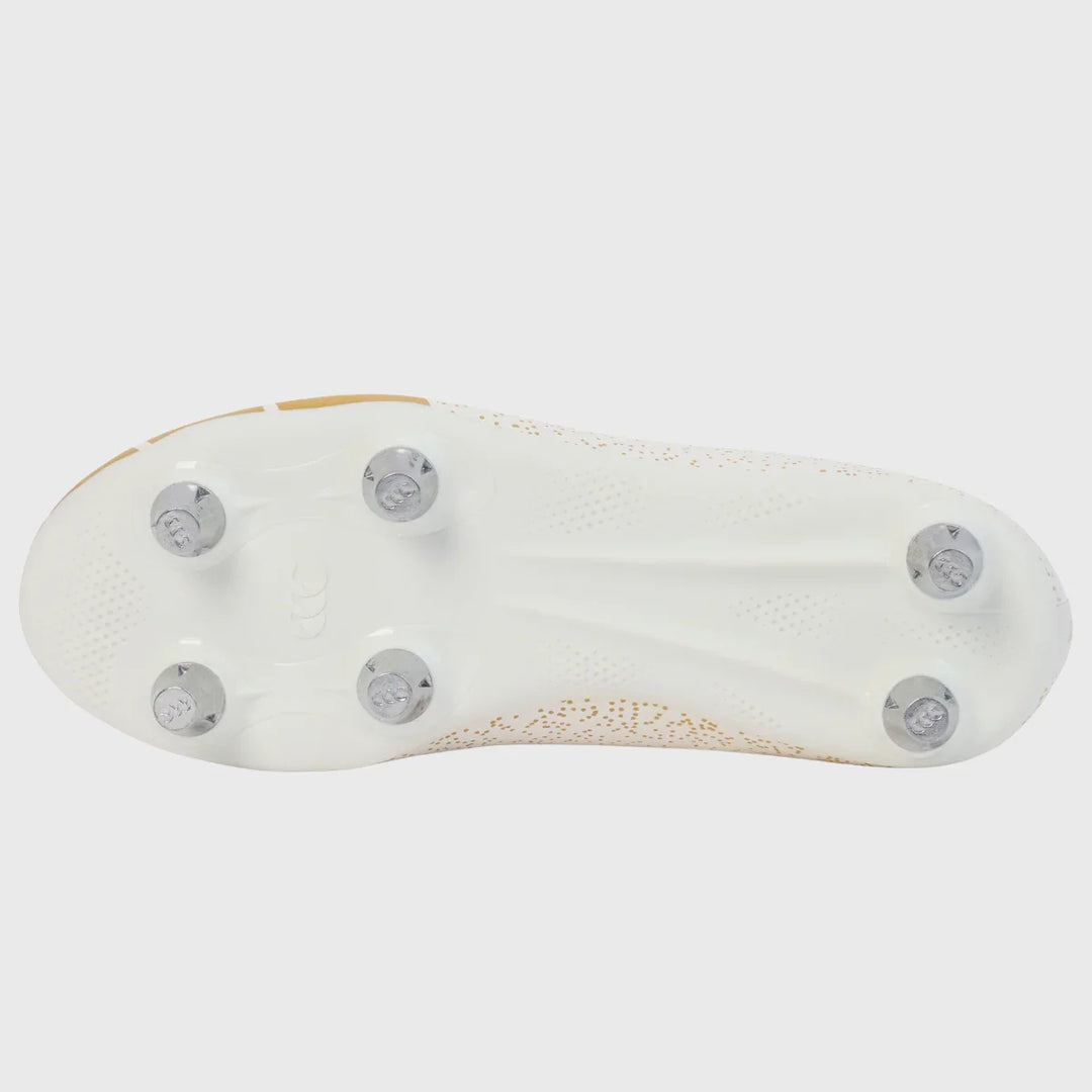 Canterbury Stampede Groundbreak Team SG Junior Rugby Boots White/Gold - Rugbystuff.com