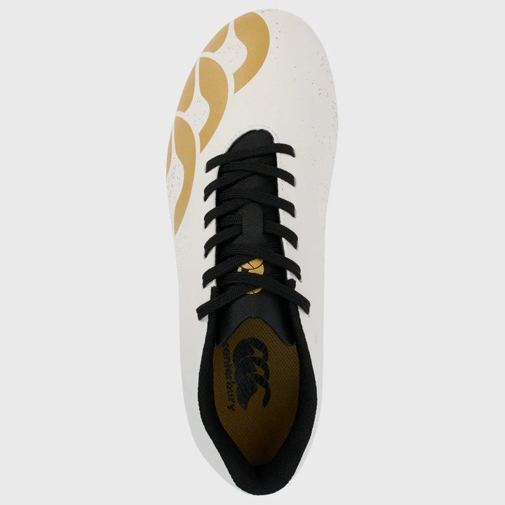 Canterbury Stampede Groundbreak Team SG Junior Rugby Boots White/Gold - Rugbystuff.com