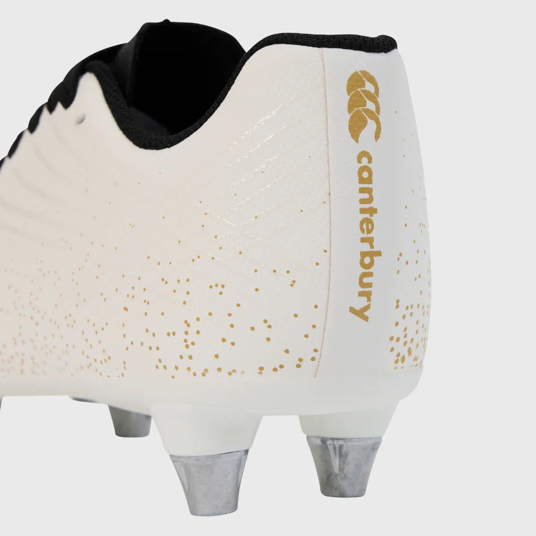 Canterbury Stampede Groundbreak Team SG Junior Rugby Boots White/Gold - Rugbystuff.com