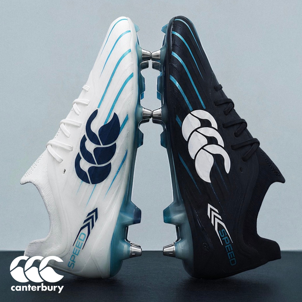 Canterbury Speed Falcon 2.0 Rugby Boots in Black and White Colourways