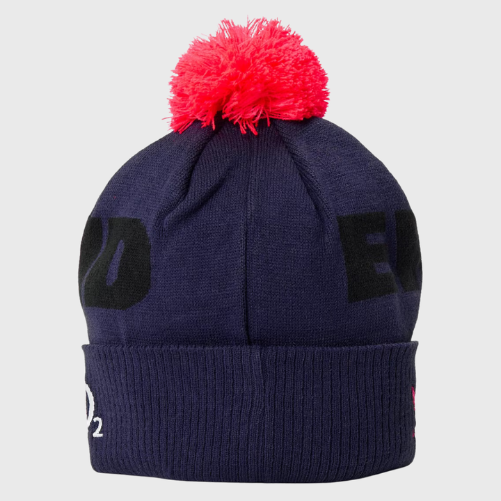 Castore England Rugby Bobble Beanie Hat Rhodonite Blue/Diva Pink 2026/27