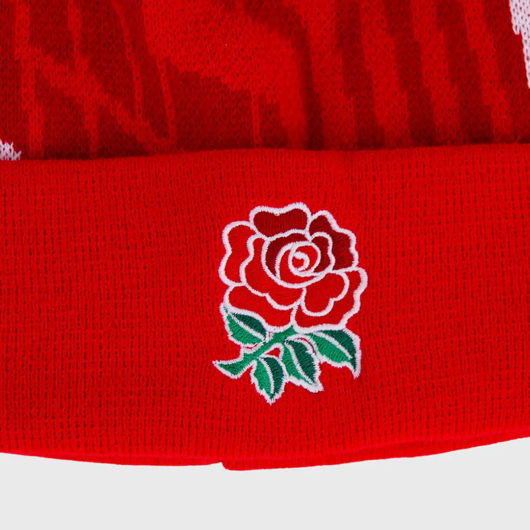 Castore England Rugby Bobble Beanie Hat Red 2025/26 – Rugbystuff.com