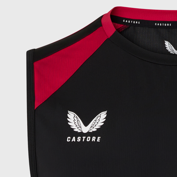 Castore England Rugby Men's Performance Sleeveless Tee Black/Persian Red 2026/27 - Rugbystuff.com