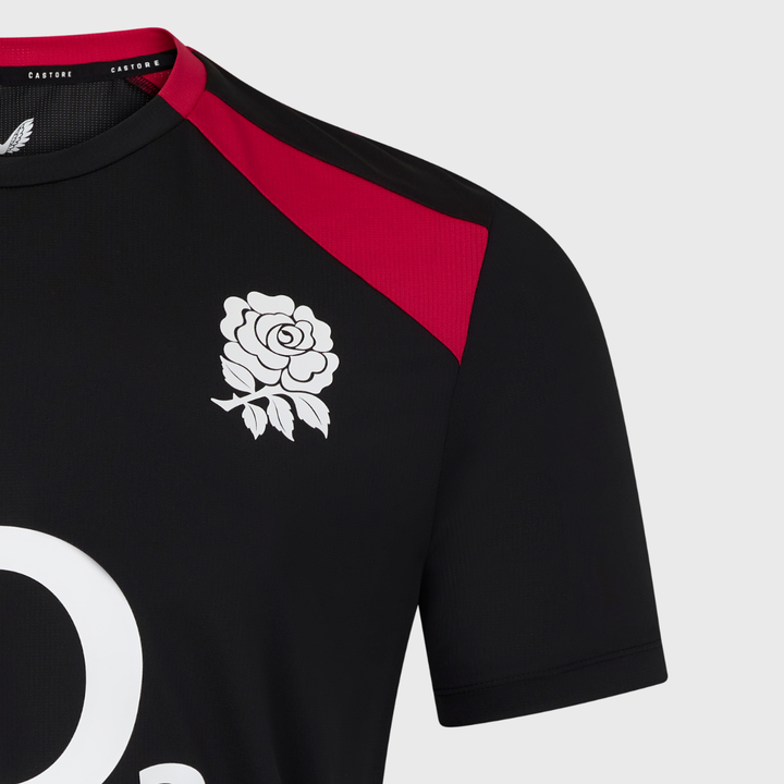 Castore England Rugby Men's Performance Tee Black/Persian Red 2026/27 - Rugbystuff.com