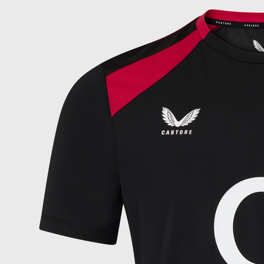 Castore England Rugby Men's Performance Tee Black/Persian Red 2026/27 - Rugbystuff.com