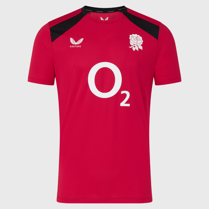 Castore England Rugby Men's Performance Tee Persian Red/Black 2026/27 - Rugbystuff.com