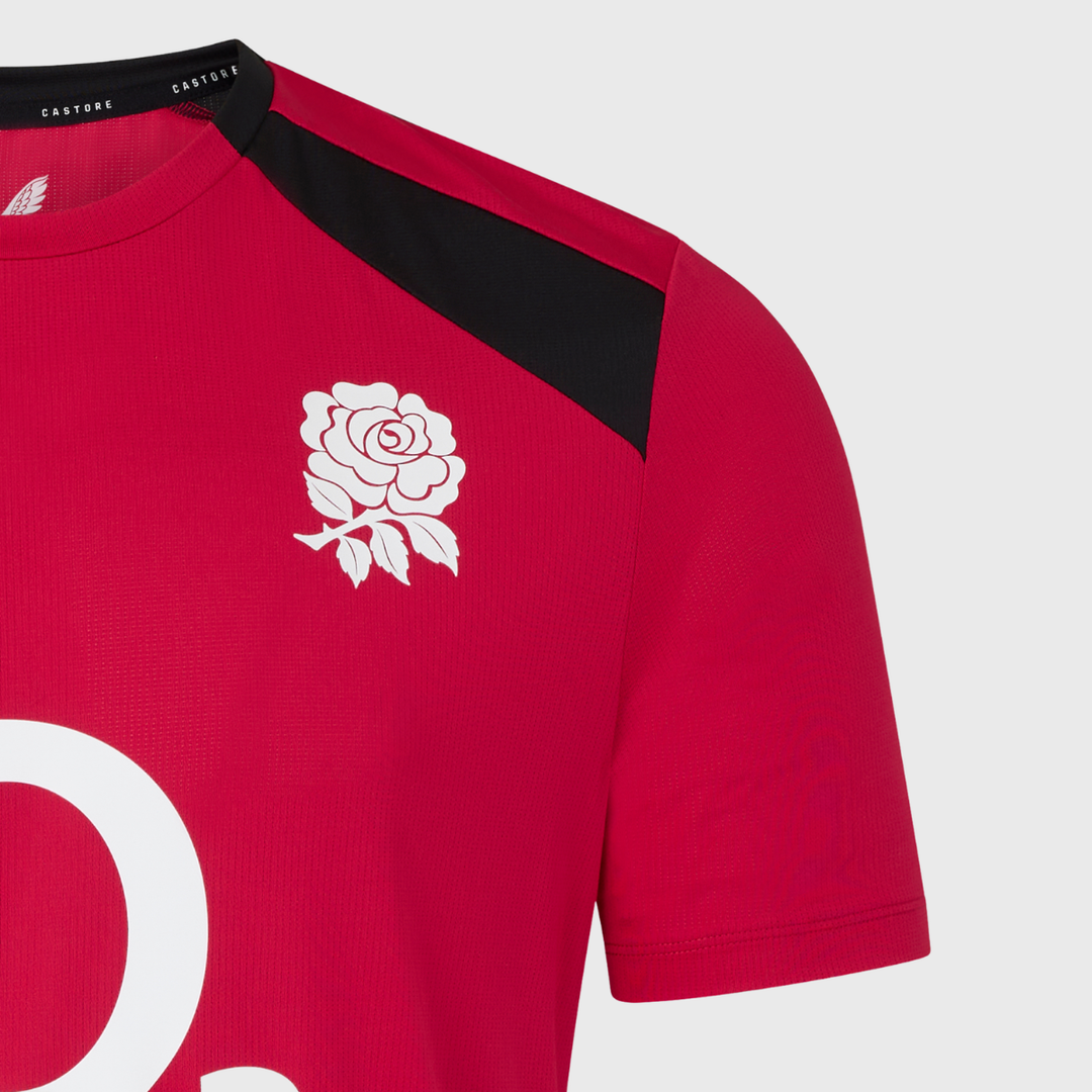 Castore England Rugby Men's Performance Tee Persian Red/Black 2026/27 - Rugbystuff.com