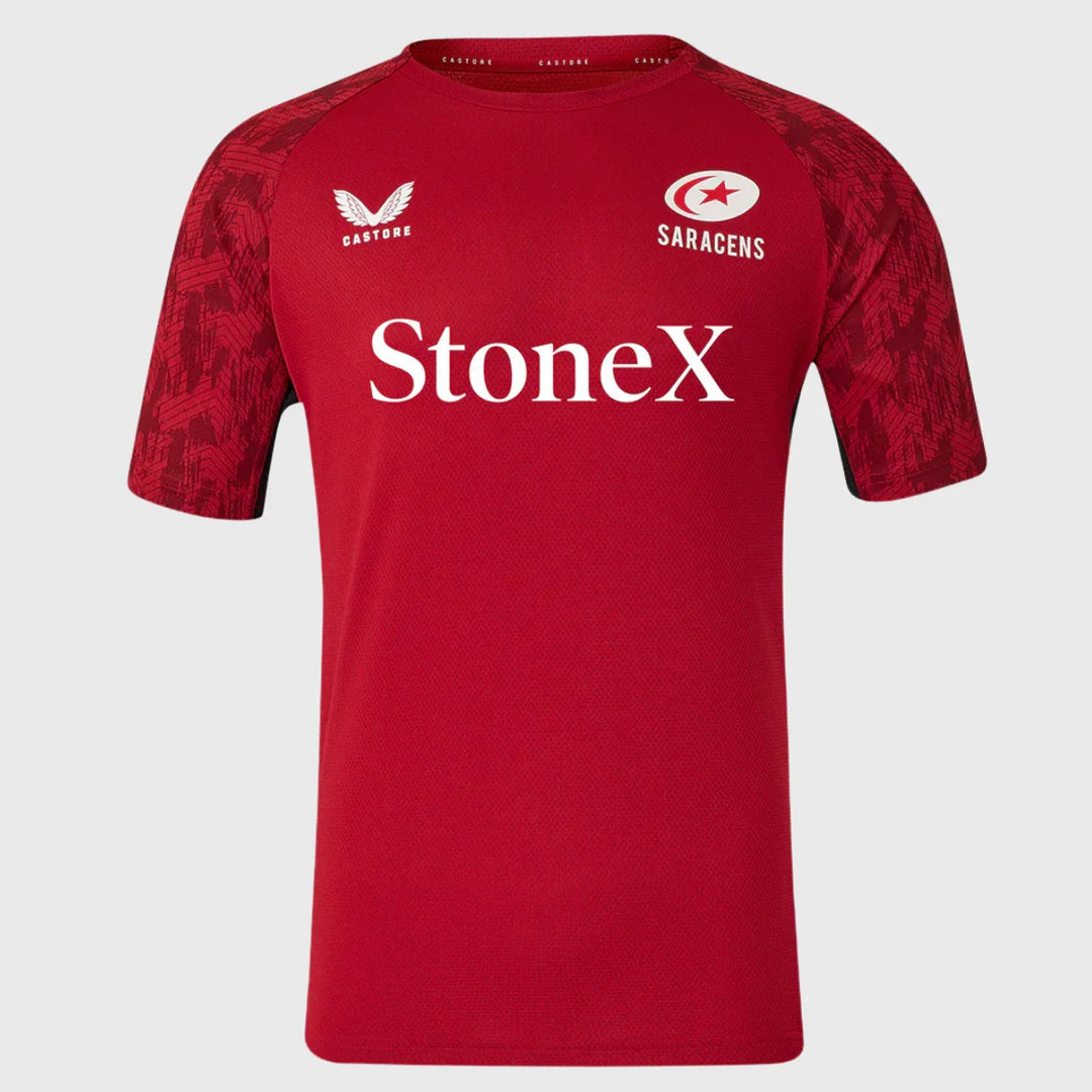 Castore Saracens Home Performance Tee Red 2025/26 - Rugbystuff.com