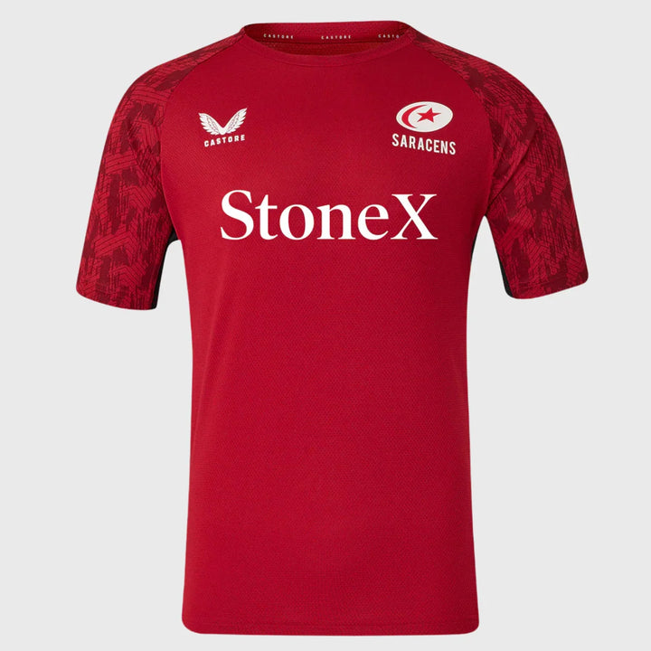 Castore Saracens Home Performance Tee Red 2025/26 - Rugbystuff.com