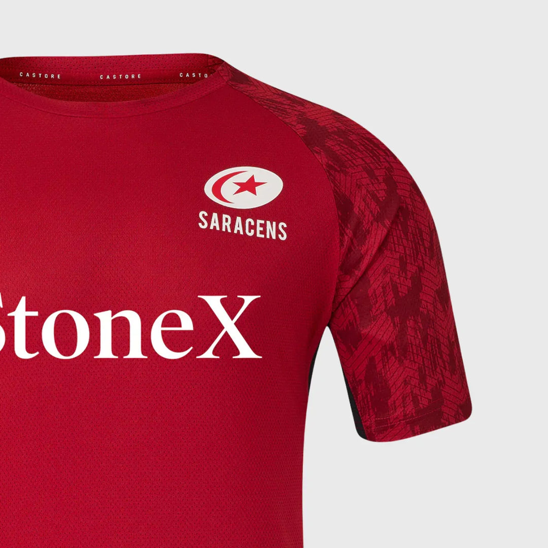 Castore Saracens Home Performance Tee Red 2025/26 - Rugbystuff.com