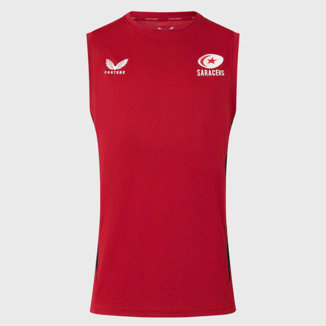 Castore Saracens Home Sleeveless Performance Tee Red 2025/26 - Rugbystuff.com