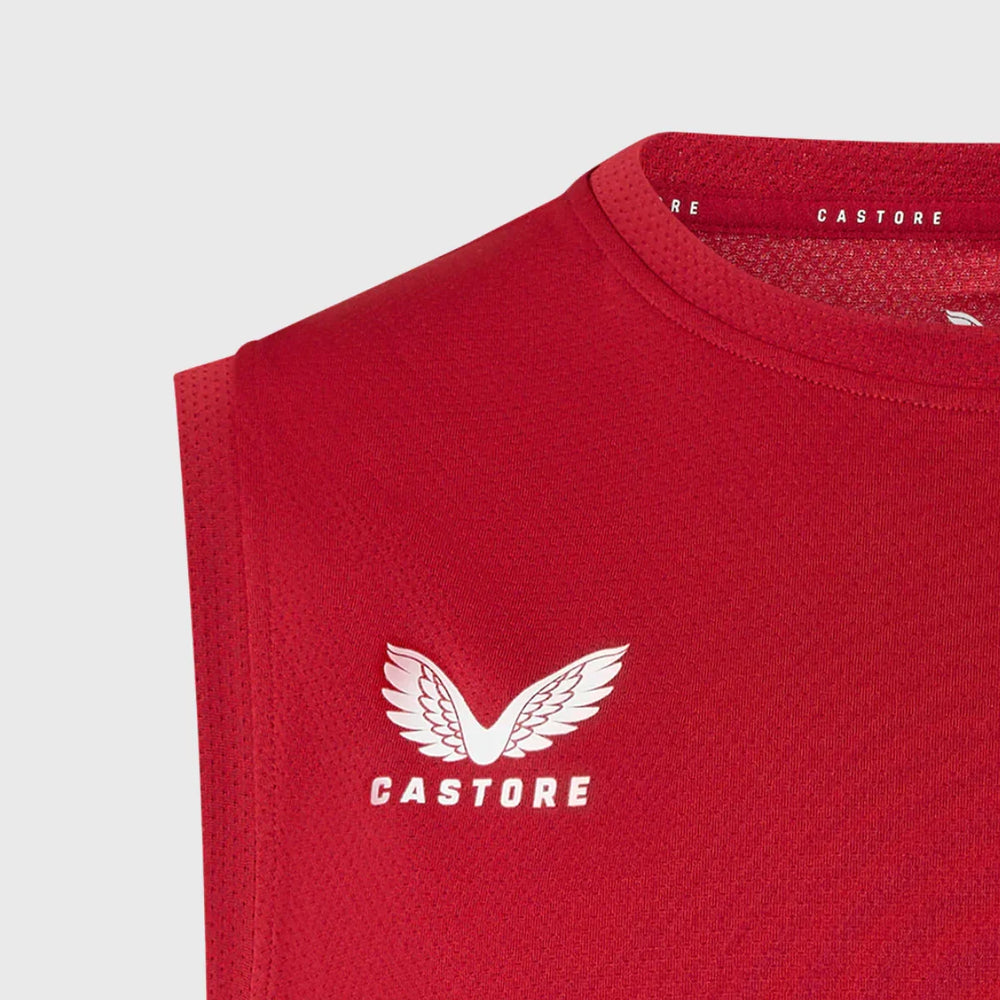 Castore Saracens Home Sleeveless Performance Tee Red 2025/26 - Rugbystuff.com