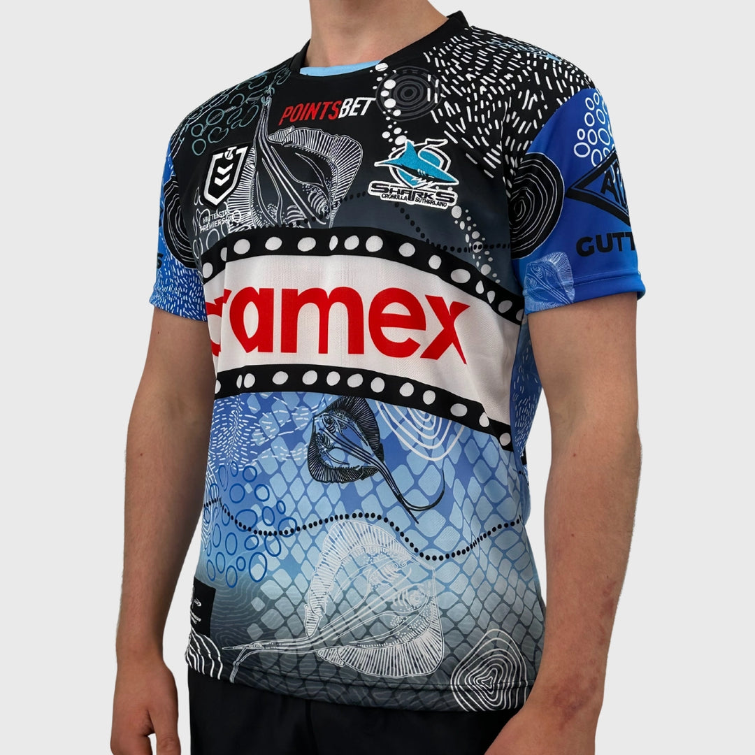 Classic Sharks Men's NRL Indigenous Rugby Jersey - Rugbystuff.com