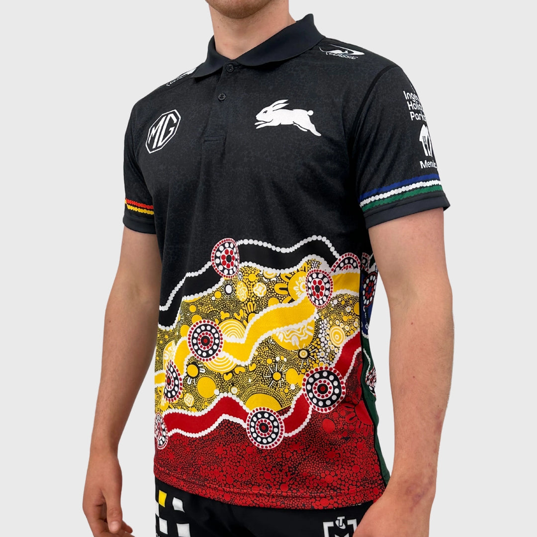 Classic Rabbitohs Men's NRL Indigenous Polo Shirt - Rugbystuff.com