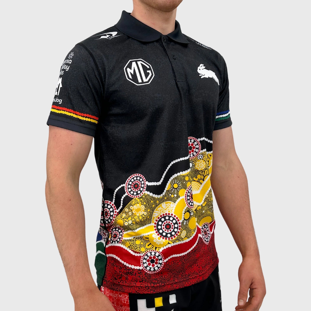 Classic Rabbitohs Men's NRL Indigenous Polo Shirt - Rugbystuff.com