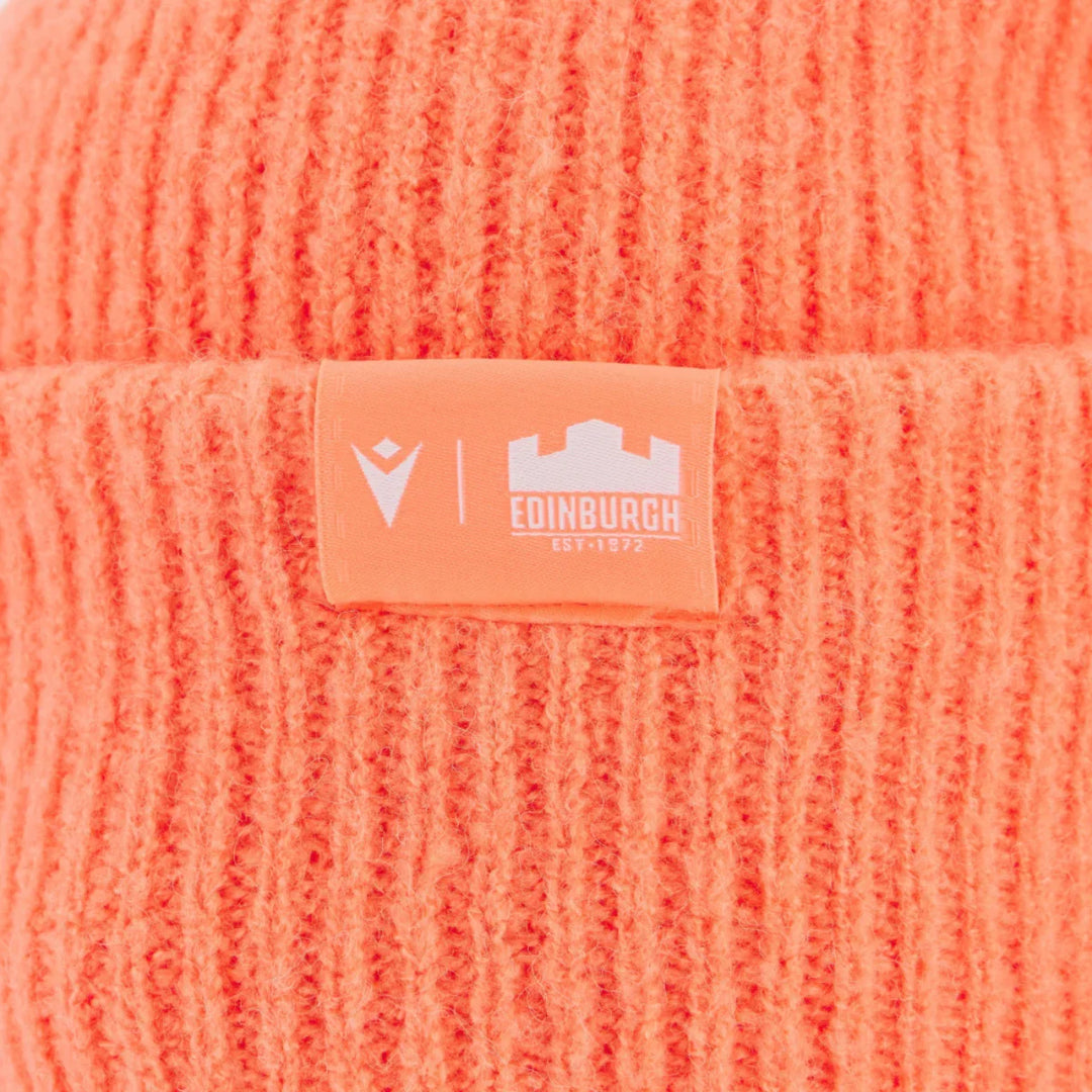 Macron Edinburgh Rugby Cuffed Beanie Hat Coral Pink 2025/26 - Rugbystuff.com