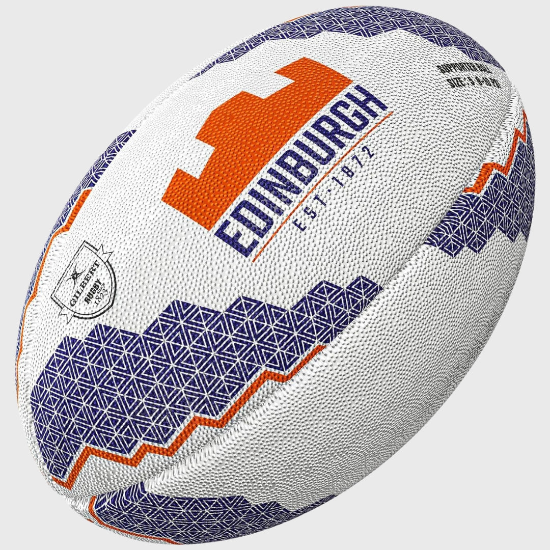 Gilbert Edinburgh Supporter Rugby Ball White/Navy/Orange - Rugbystuff.com