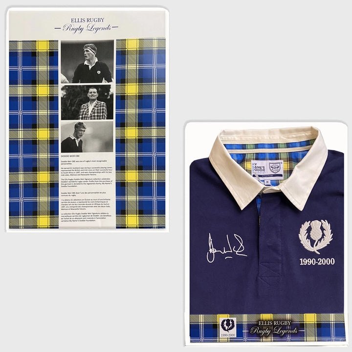 Ellis Rugby Doddie Weir Tartan Vintage Long Sleeve Rugby Jersey - Rugbystuff.com