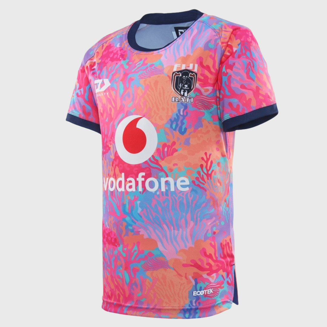 Dynasty Fiji Bati Warm Up Tee Coral - Rugbystuff.com