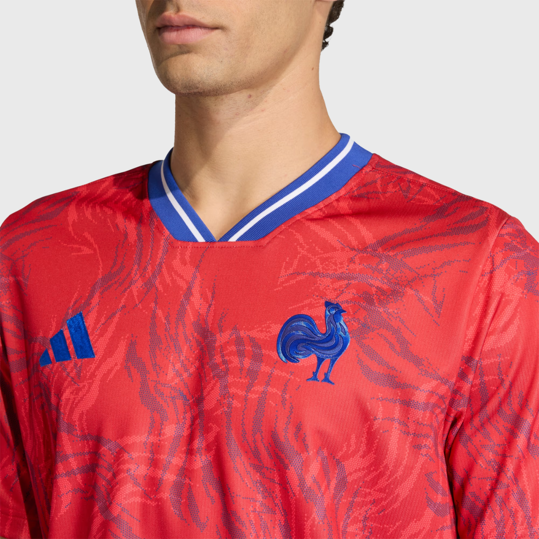 Adidas France Pre-Match Rugby Jersey Collegiate Red 2025/26 - Rugbystuff.com