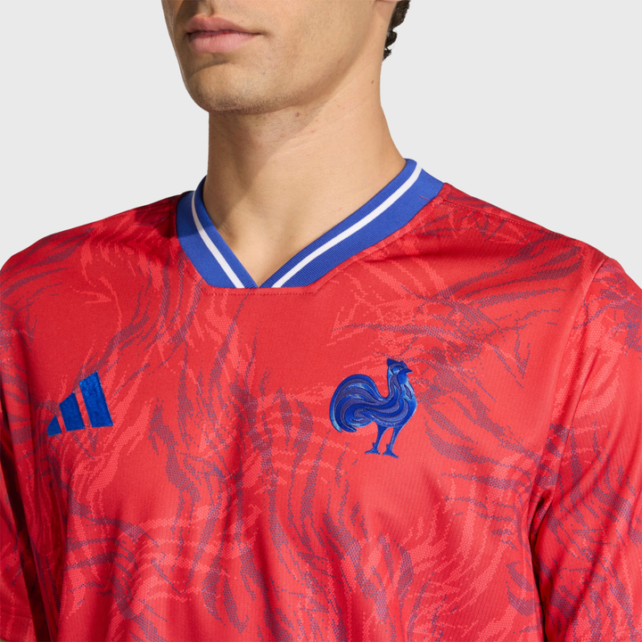 Adidas France Pre-Match Rugby Jersey Collegiate Red 2025/26 - Rugbystuff.com