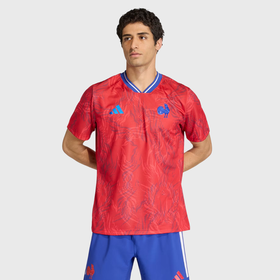 Adidas France Pre-Match Rugby Jersey Collegiate Red 2025/26 - Rugbystuff.com