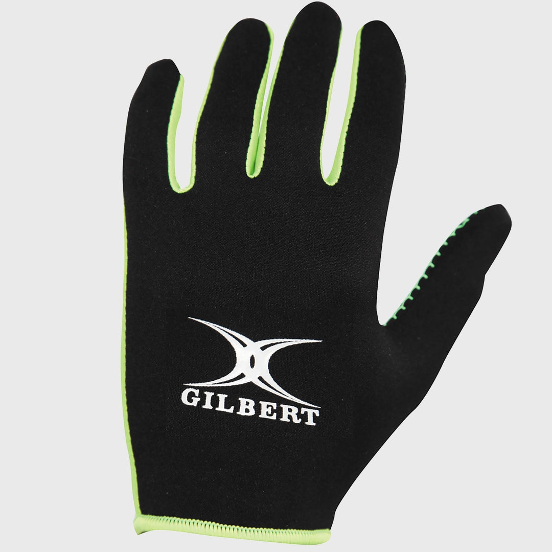 Gilbert Atomic Full Finger Rugby Grip Mitt Black/Green - Rugbystuff.com