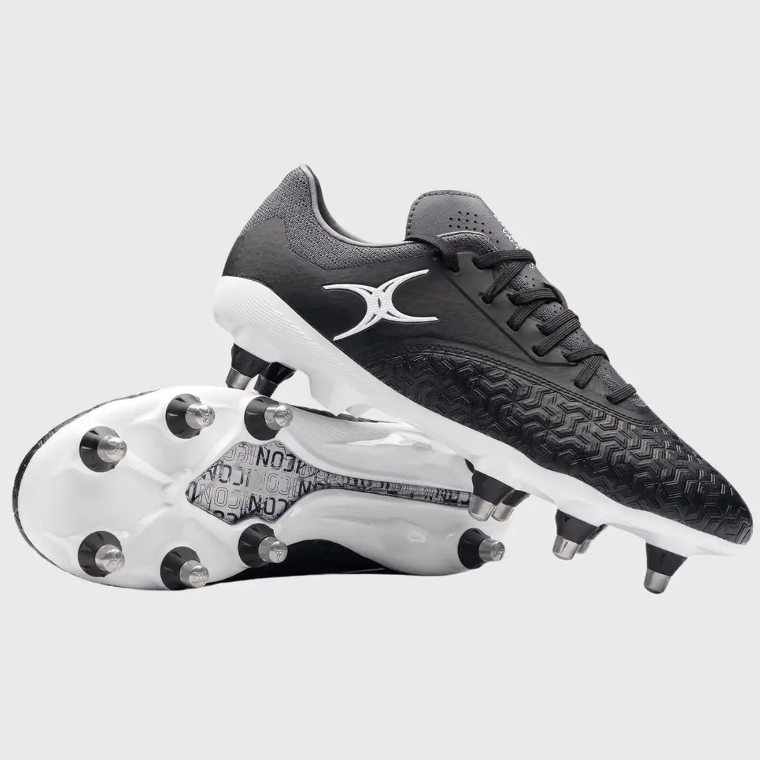 Gilbert Icon Vapour 8 Stud Rugby Boots Black - Rugbystuff.com