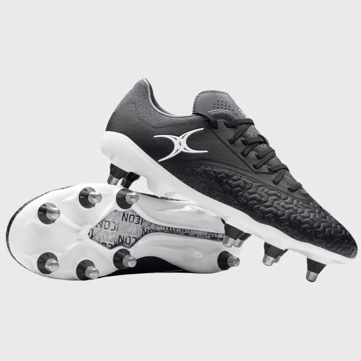 Gilbert Icon Vapour 8 Stud Rugby Boots Black - Rugbystuff.com