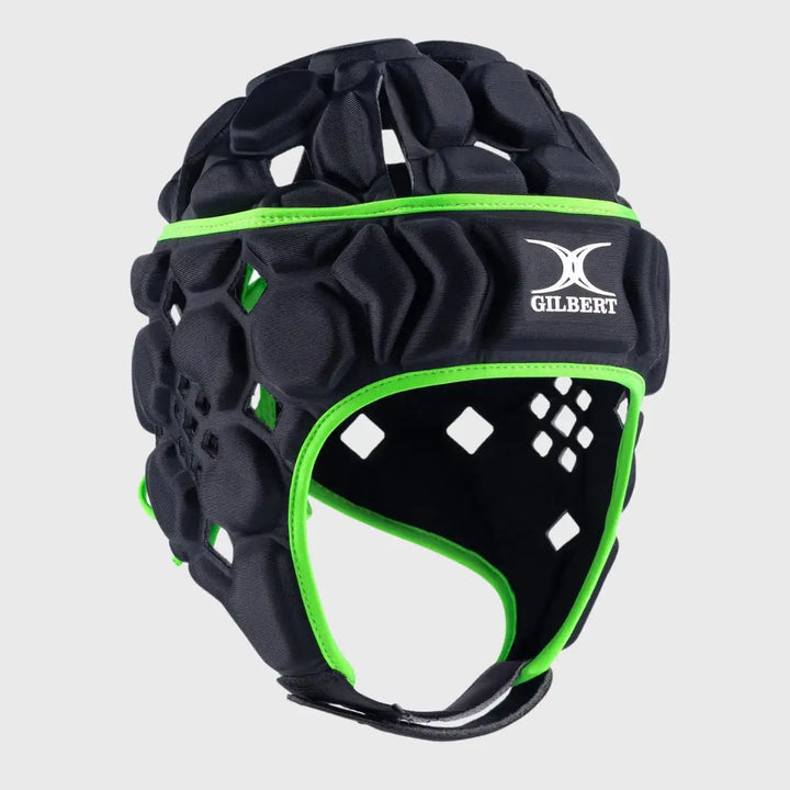 Gilbert Octane Junior Headguard Black/Green - Rugbystuff.com