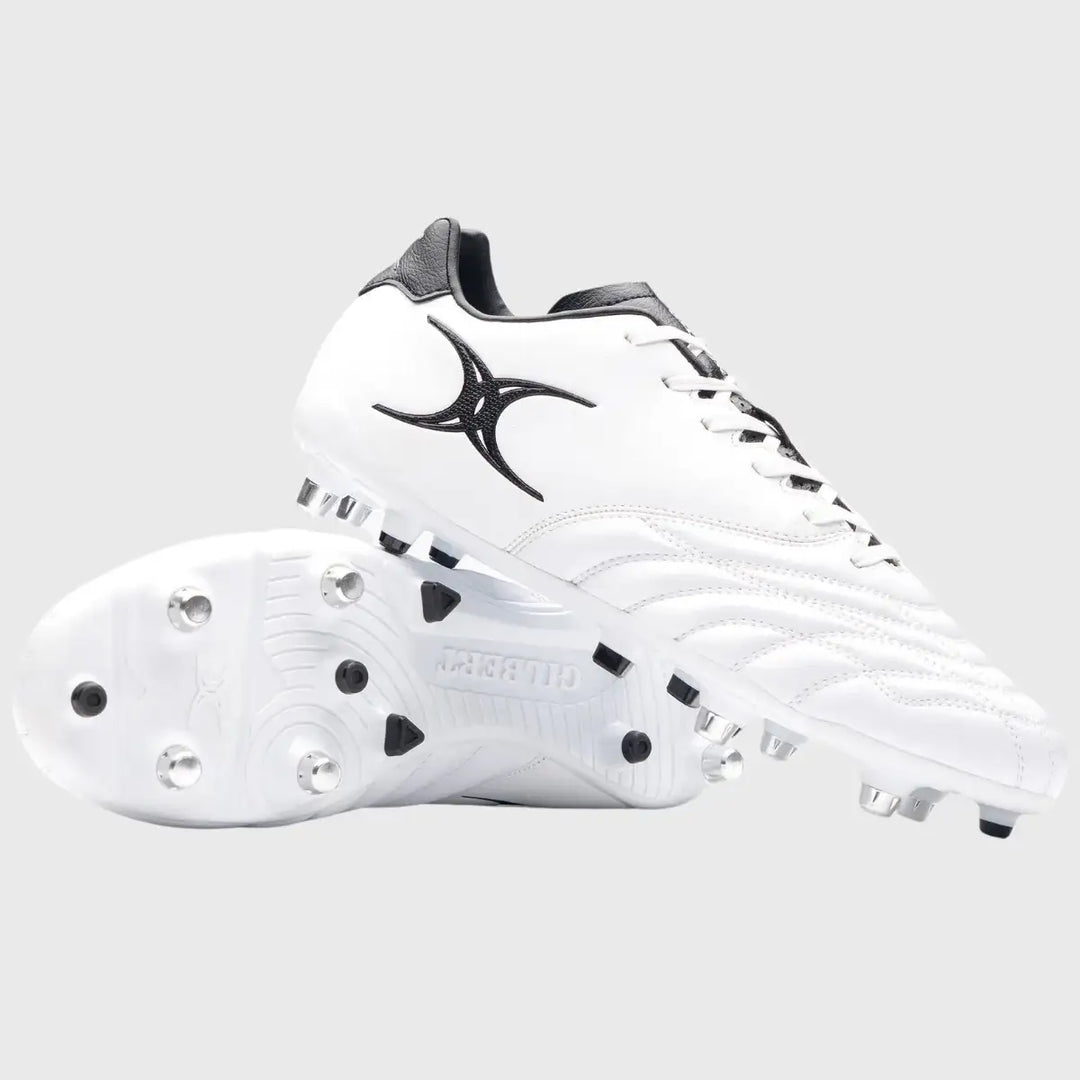 Gilbert Sidestep Icon 6 Stud Rugby Boots White/Black - Rugbystuff.com
