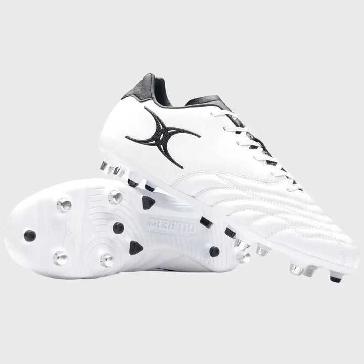 Gilbert Sidestep Icon 6 Stud Rugby Boots White/Black - Rugbystuff.com