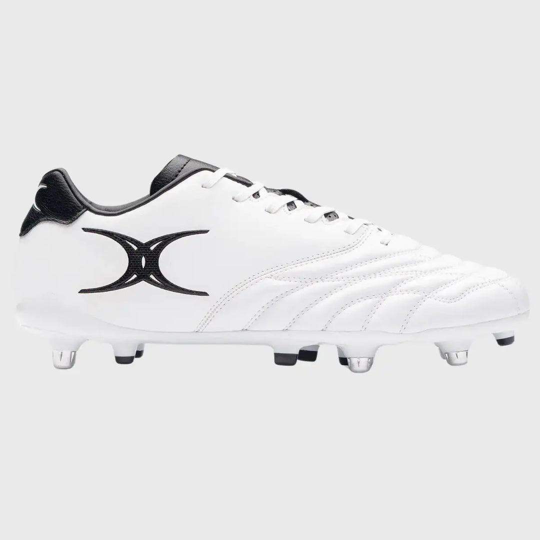 Gilbert Sidestep Icon 6 Stud Rugby Boots White/Black - Rugbystuff.com