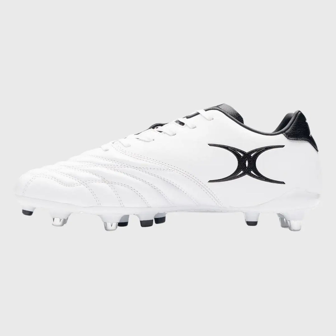 Gilbert Sidestep Icon 6 Stud Rugby Boots White/Black - Rugbystuff.com