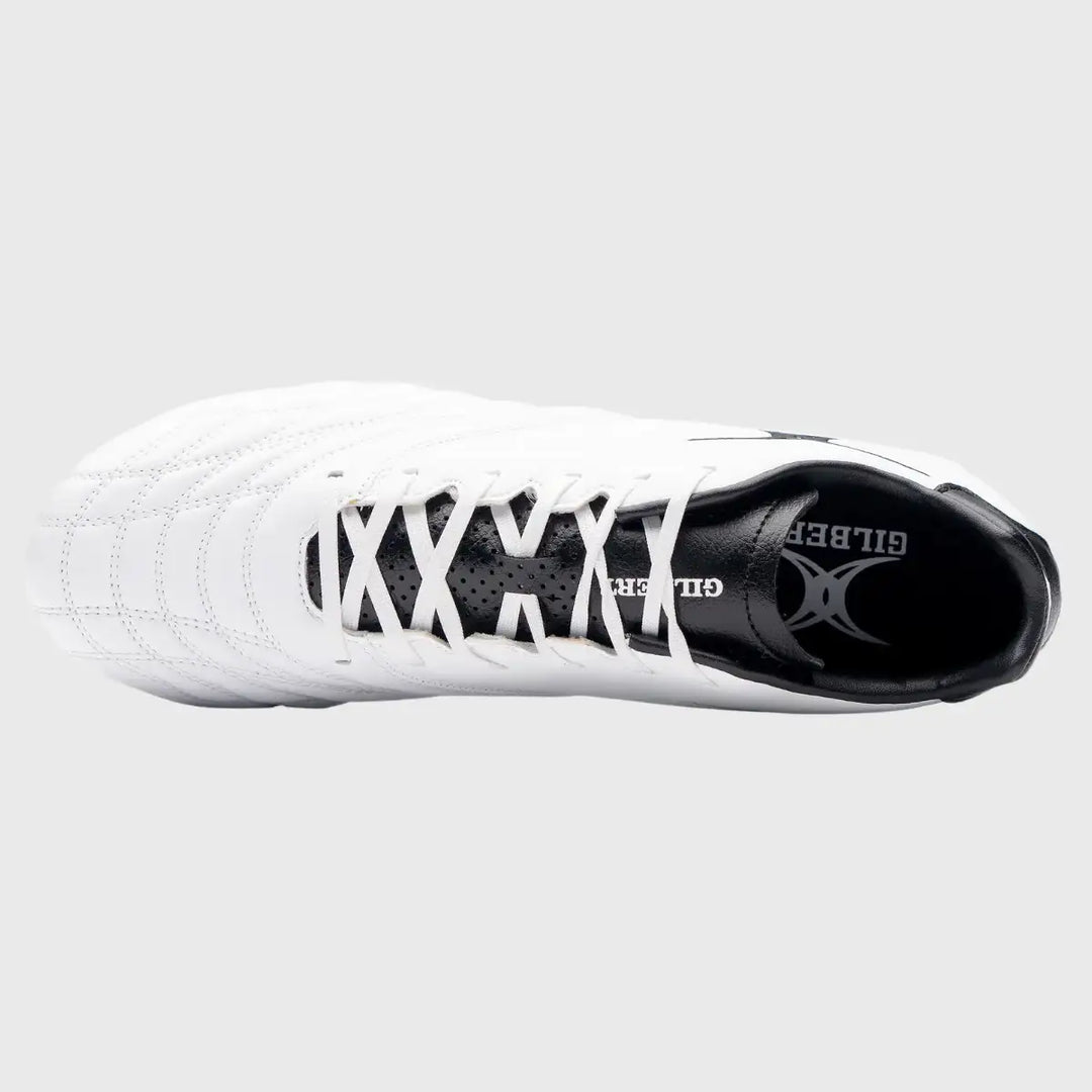 Gilbert Sidestep Icon 6 Stud Rugby Boots White/Black - Rugbystuff.com