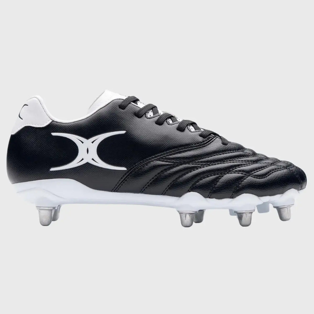 Gilbert Sidestep Icon 8 Stud Rugby Boots Black/White - Rugbystuff.com