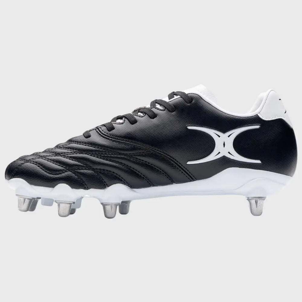 Gilbert Sidestep Icon 8 Stud Rugby Boots Black/White - Rugbystuff.com