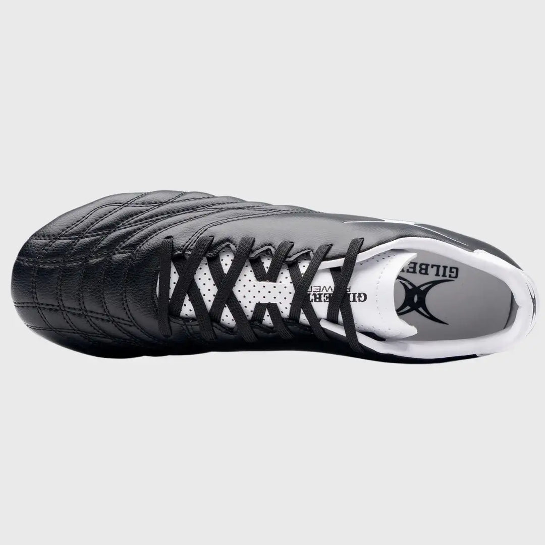 Gilbert Sidestep Icon 8 Stud Rugby Boots Black/White - Rugbystuff.com