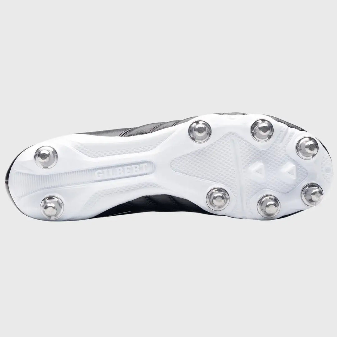 Gilbert Sidestep Icon 8 Stud Rugby Boots Black/White - Rugbystuff.com