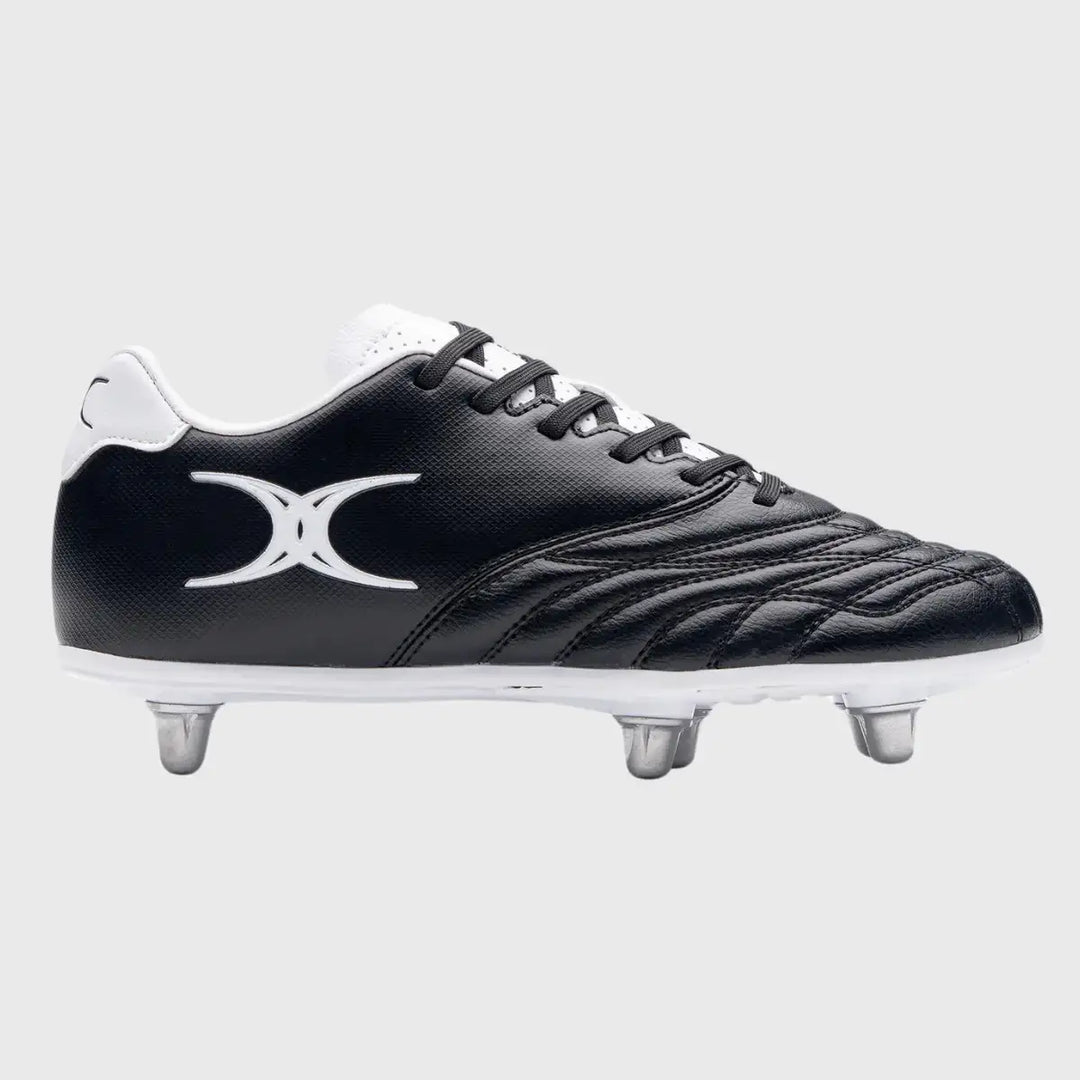 Gilbert Sidestep Icon Junior 6 Stud Rugby Boots Black/White - Rugbystuff.com