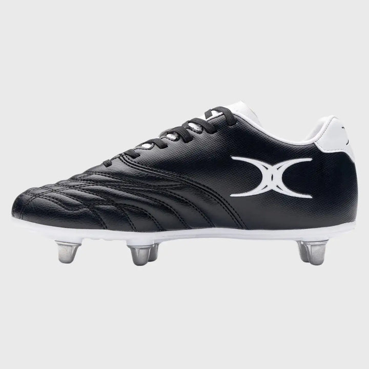 Gilbert Sidestep Icon Junior 6 Stud Rugby Boots Black/White - Rugbystuff.com