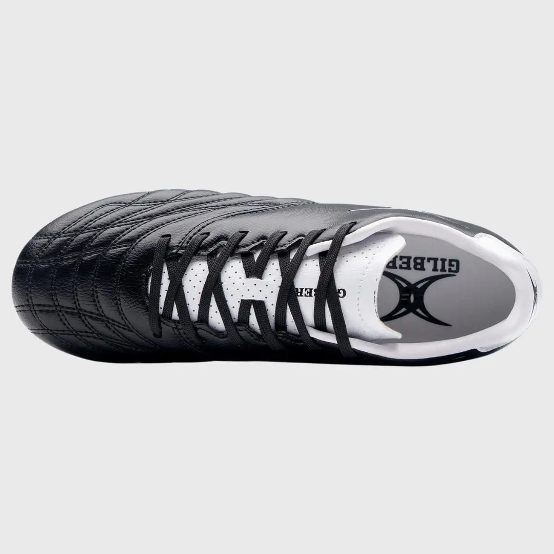 Gilbert Sidestep Icon Junior 6 Stud Rugby Boots Black/White - Rugbystuff.com