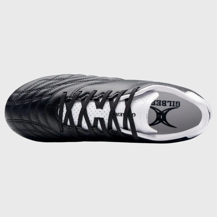 Gilbert Sidestep Icon Junior 6 Stud Rugby Boots Black/White - Rugbystuff.com