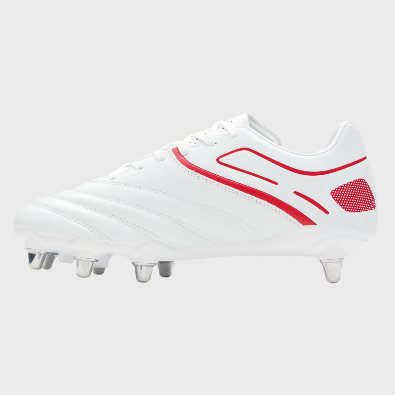 Gilbert Sidestep X20 Power 8 Stud Rugby Boots White/Red - Rugbystuff.com